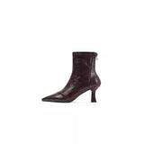 Version Of Fashion Women's Boots French Temperament Sharp Head And Then Zipper Show Thin Boots Women's Short Boots Autumn And Winter Single Bare