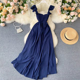 High Waist Slash Neck Women Long Dress Elegant Big Swing A-line Vestidos Verano Vintage Green/Red Party Robe For