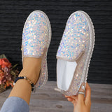 Large-Size Women's Singles Spring New Round Head Flat-Bottomed Sleek Coloring Casual Single Shoes