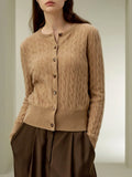 Elegant Knitted Autumn And Winter Button Sweater Sesame Women's
