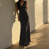 Zingj Summer New Sexy Temperament Lace Splice Wave Dot High Waist Slim Dress