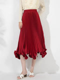 Satin Pleated Ruffles Midi Skirt- Outfit
