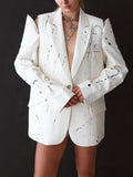 New V-Necked Shoulder Personality Graffiti Deconstruction Blazer Female Trend Design