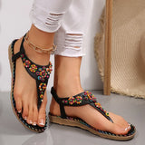 Women's Summer New Women's Shoes Summer Bohemian Flat-Soled Sandals Women's Beaded Beach