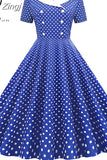 Dot Print Women A-line Summer Dress Red Peter pan Collar Elegant Vintage Midi Party dress Casual Vestidos