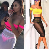 Hot Waist Layer Beachwear Swimwear High Waist Plain Bikini Cover Ups See Through Perspective Cover Ups Sun Pencil