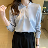 New Autumn New Professional Shirt Female Design Sense Niche Korean Version Long Sleeve Satin Chiffon Top