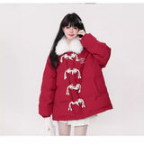 Design Sense Ox Horn Buckle And Thick Cotton Coat Female Winter Korean College Wind Casual Couples Warm Cotton-Padded Jacket Cotton-Padded Jacket-Outfit