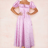 New Women's French Floral Dress Lady Open Fork Big Swing Hanging Dress Dress