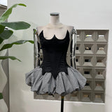 Personalized Demon Horn Fish Bone High-End Satin Strap Bras + Tangle Pongasaki Short Skirts Two
