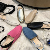 elastic belt half slippers women summer wear Muller shoes 2022 new flat
