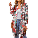 Beach Coat Bohemian Shirt Clips Loose Casual Printed Long Cardigan Women's