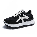 Sneakers Women's New Spring Retro Leather Thick Soles Raised Running Shoes Thick Soles Increase Old Dad