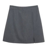 Open Forked-But Hip Anti-Walking A-Word Short Skirt Woman 2025 Suit Fabric Thin A-Dress Skirt
