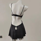 Process Embroidery Sexy Simulation Silk Pajamas 2025 New Spring And Autumn With Chest Cushions Of High-End Lace Sling
