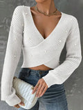 New Women's Sweater With Nail Beads Shoulder-Repair Long-Sleeved Knitted Shirt