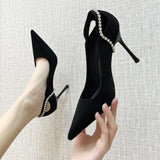 High-Heeled Shoes Spring And Summer New Pointed Women's Singles Shoes Velvet High-Heeled Shoes Hollow Light Mouth Women's