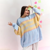 And Winter Fashion Striped Sweater Female Pattern Print Lull Loose Version Of The Bumpy Pattern Splicing Fashionable