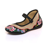 Zingj Not Include Shoe Box Canvas Buckle Ethnic Mother Shoes Old Lady Flowers Soft Sole Flat Embroidered Women's Cloth Shoes