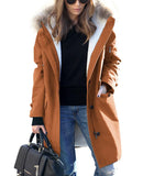 Autumn And Winter Burst Single Hooded Wool Collar Lady Jacket Wish Five-Color Eight-Yard Long