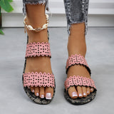 Zingj Plus Size Flat Slippers Female Summer Wear One-Drag Hollow-Out Fashion Print Casual Beach