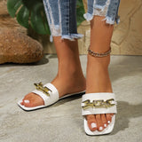 Slippers Women 2025 Summer New One-Size Metal Chain Wearing Fashion Flat Bottom Large-Size Cold Slippers