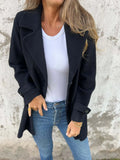 Autumn And Winter New Women's Wool Coat Casual Loose Collar Fake Pocket Open