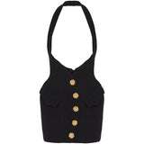 New Star Fashion Rose Metal Buckle Hanging Neck Half-Dress Hip