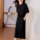 Sports Casual Lazy Set For Summer 2025 Soft Air Cotton Short Sleeves + Fork