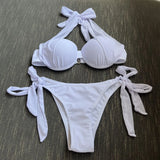 2023 New Hard Cup Yarn Sexy Strap Split Swimsuit