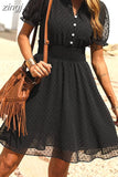 Dress Woman Summer Polka Dot Print Mini Dress Liade Elegant Casual Short Sleeve V Neck Sundress Feale Short Lace