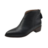 Vintage Short Tube Martin Boots British Style Soft Leather Middle Heel Western Boots Women's Ankle Boots Thick Heel Pointed Head 2025 New