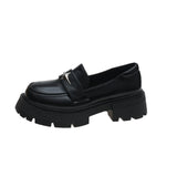 Zingj Little Leather Shoes Female 2023 New Platform Pine Cake Black Bright Leather With Skirt Jk One Foot Pedal