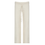 Cloth Forget Lazy Wind Stripes Loose Thin Tie With Low-Rise Slacks Hot Girl Knitted Broad Leg