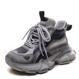 Layer Of Cowhone Cake Thick-Bottomed Old Dad Shoes Women In The Autumn Of The New Small Man To Increase The Casual Shoes
