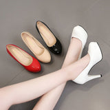 New Women's Fashion Singles Korean Version Of High Heel Tip Waterproof Table Fine Heel Women's Singles Shoes Professional Wedding Shoes