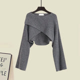 Zingj And Winter Suit Women's 2024 New French Feeling Cross Knit Sweater With Fishtail Dress Two Sets-Outfit