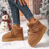 Bottom Cross-Tie Belt 2025 Autumn And Winter New Fashion Plus Thick Warm Short Barrel Porcede Taut Snow