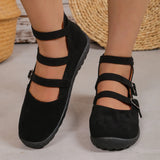 Retro Double Button Cloth Shoes Single Shoes 2025 Large Square Light Mouth