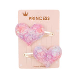 Glitter Cartoon Cartoon Love Heart Crown Hair Clips For Girls Handmade Hairpins Boutique Barrette Kids Hair