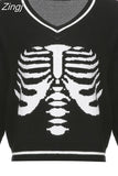 Harajuku Skull Print Y2K Loose Autumn Winter Sweater Women Pullovers Casual Knitwear Jumpers 2023 Korean Sweaters