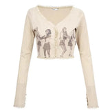 Zingj Autumn New T-Shirt Ins Personality Street Eye Print Slim