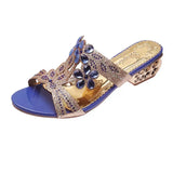 Cool Slippers Women's Summer New Coarse-Heeled Toe Women's Shoes Hollow Water Drill Outside Wearing High Heel Cool
