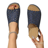 Large-Size Simple Flowers Hollow Thick Bottom Slippers Women Outside The Slope And Light Beach Cold