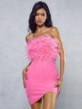 High-End Women's Sexy Dew Backpack Ass Skirt High-End Temperament Ostrich Hairy