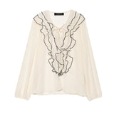 For Women's INS Burst Cascade Decoration Translucent Shirt + With Belt Hanging