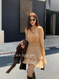 Xixi 2025 Autumn New White Standard Temperament High-Necked Long-Sleeved Plus Velvet Dress High-End Short Dress Women