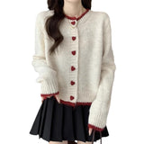 And Autumn 2025 New Sweater Coat Women's Design Color Love Button Knitted Shirt Short Long-Sleeved