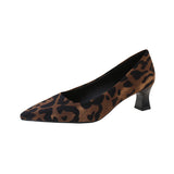 French Leopard-Print Cat Heel Single-Shoe Woman 2025 New Light High-Heeled High-Heeled High-Heeled Shoes