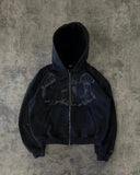 Harajuku Y2K Spring And Autumn Hooded Sports Cardigan Zip Graffiti Print Long-Sleeved Hoodie Coat